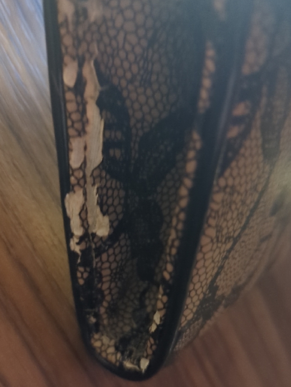 Aldo Tan Clutch with Black Lace-Print and Chain Strap - Picture 3 of 5